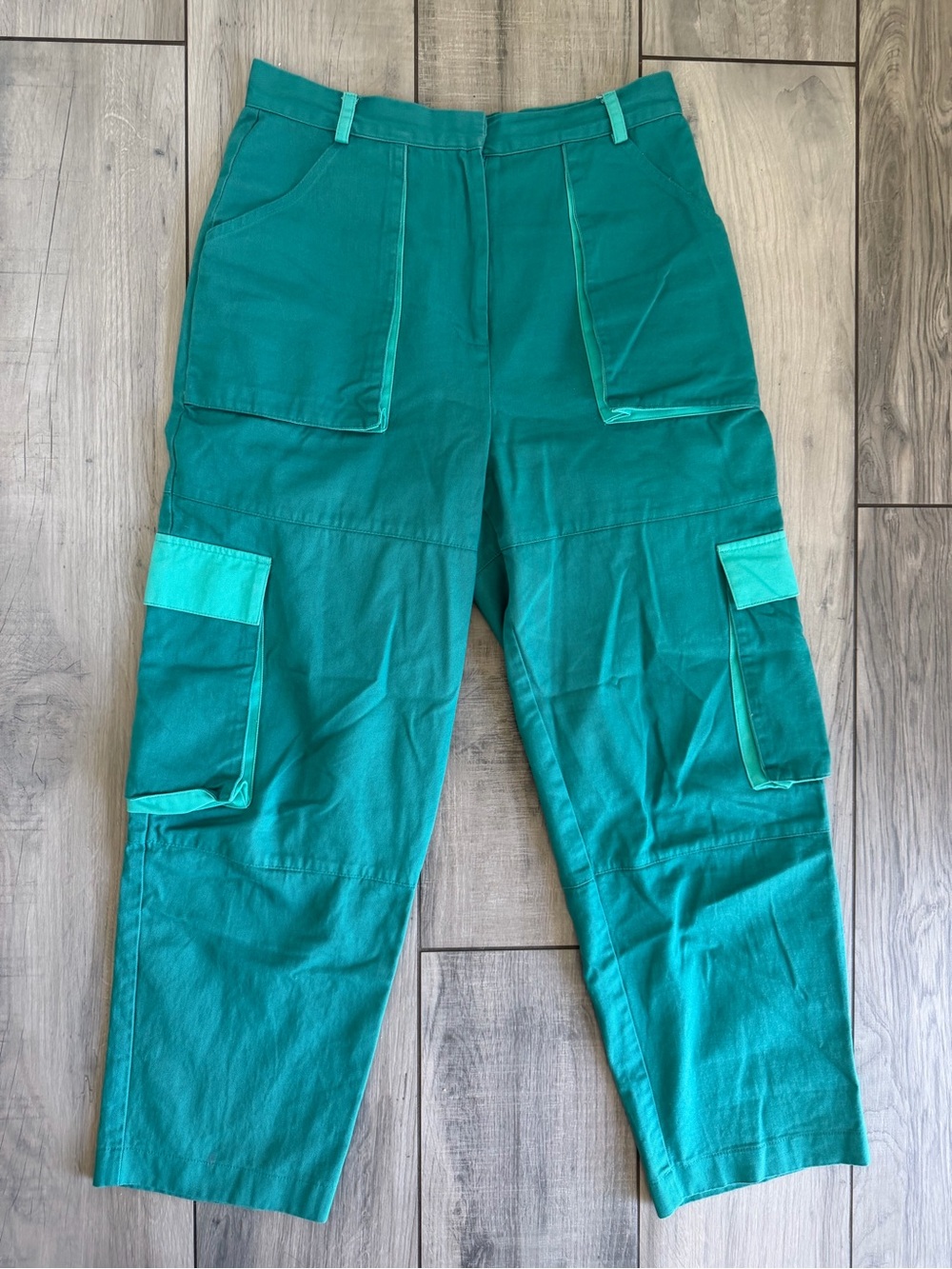 Teal Ragged Priest High Waist Coney Cargo Pants